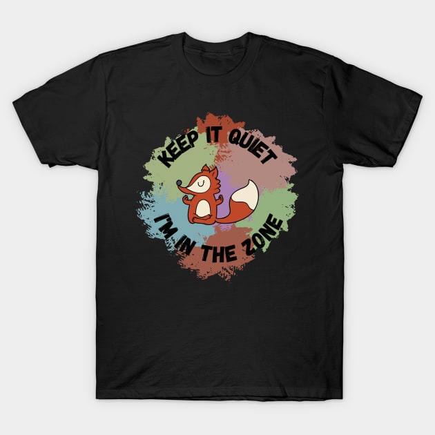 Meditating Fox "Keep it quiet" T-Shirt by Orange Pyramid